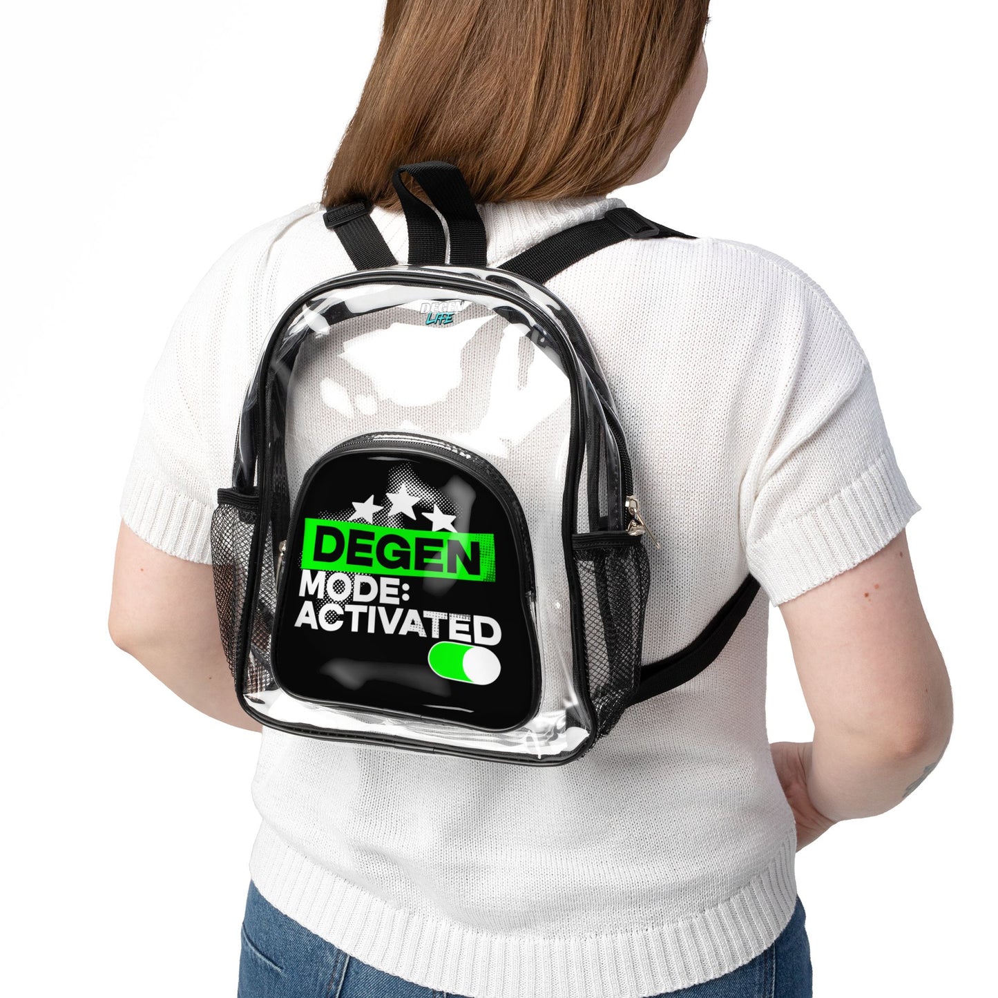 Degen Mode Activated Clear Stadium Backpack Festival Essential for the Unfiltered & Unapologetic